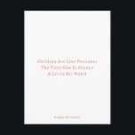 Carte Postale Funny Older Sibling Pancakes Happy Birthday Card<br><div class="desc">Carte (10, 8 x 14, 2 cm) - Children Are Like Pancakes,  The First One Is Always A Little Bit Weird,  Happy Birthday!,  Pink Text</div>