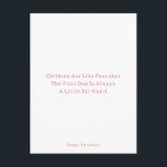 Carte Postale Funny Older Sibling Pancakes Happy Birthday Card<br><div class="desc">Carte (10, 8 x 14, 2 cm) - Children Are Like Pancakes,  The First One Is Always A Little Bit Weird,  Happy Birthday!,  Pink Text</div>