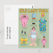 Carte Postale FUNNY Over the Hill Old Lady Paper Doll (Devant / Derrière)