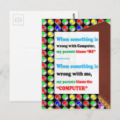 Carte Postale FUNNY Parents Computer Blame Jeu Plaisanteries Com (Devant / Derrière)