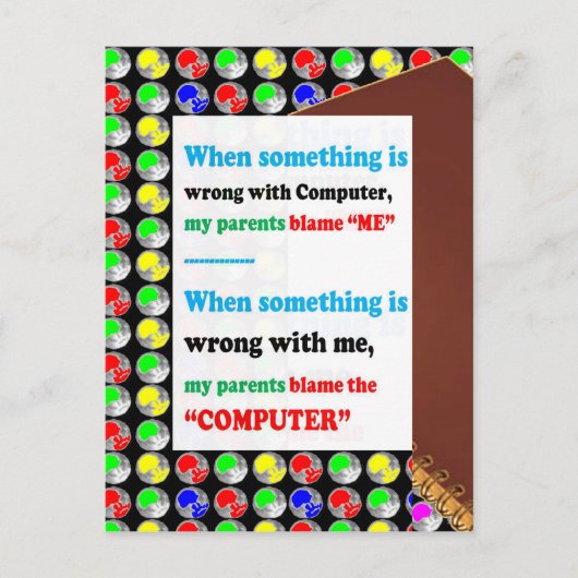 Carte Postale FUNNY Parents Computer Blame Jeu Plaisanteries Com (Devant)