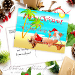 Carte Postale Funny Père Noël Beach voeux de Noël<br><div class="desc">Répandez la fête avec une petite touche avec notre Funny Père Noël Beach Christmas Greutages Postcard. Cette carte unique, dessinée avec amour par Mylini Design, présente jolly Père Noël profitant de ses propres petites vacances sur une plage ensoleillée. Créée à l'aide de couleurs vives et de graphiques détaillés, cette carte...</div>