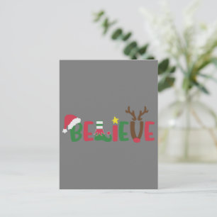 Carte Postale Funny Père Noël Casquette croire Snowflakes Noël