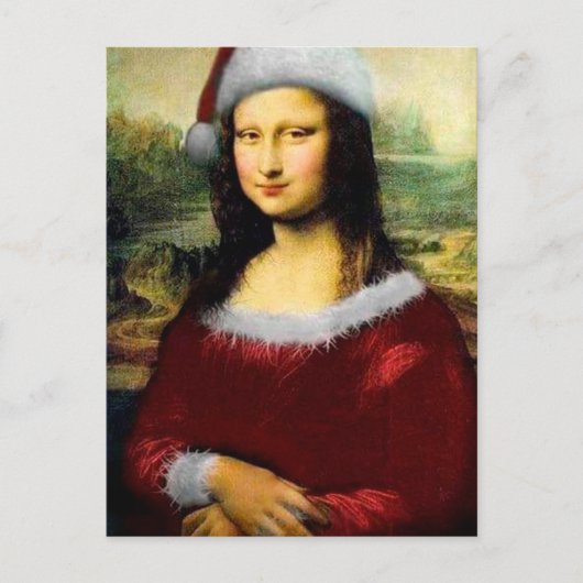 Carte Postale Funny Père Noël Mona Lisa Joyeux Noël (Devant)