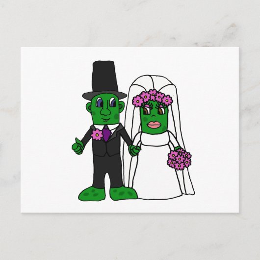 Carte Postale Funny Pickle Bride et Groom Mariage Art (Devant)