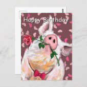 Carte Postale Funny Pig Birthday Card (Devant / Derrière)