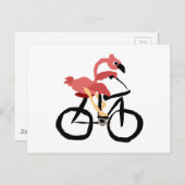 Carte Postale Funny Pink Flamingo Bird on Bicycle (Devant / Derrière)