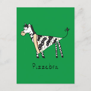 Carte Postale Funny Pizza Zebra mignonne Cartoon Enfants