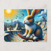 Carte Postale Funny Rabbit Skateboard (Devant)