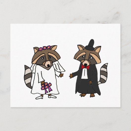 Carte Postale Funny Raccoon mariée et Mariage de chambre (Devant)