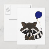 Carte Postale Funny Raccoon tenant le ballon (Devant / Derrière)