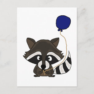 Carte Postale Funny Raccoon tenant le ballon