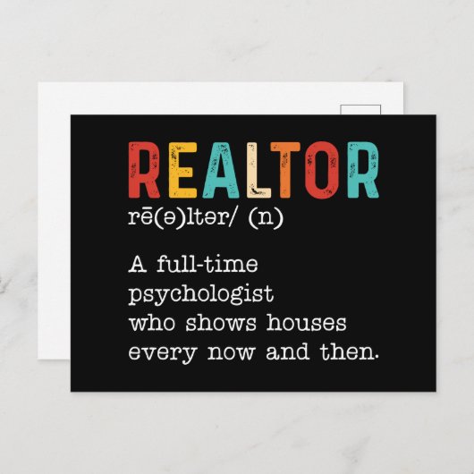 Carte Postale Funny Real Estate Agent Realtor Description du tra (Devant / Derrière)
