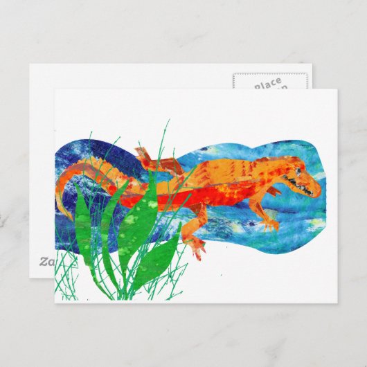 Carte Postale Funny Red Alligator (Devant / Derrière)