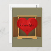 Carte Postale Funny Red Heart I Love You coming out out out of c (Devant / Derrière)