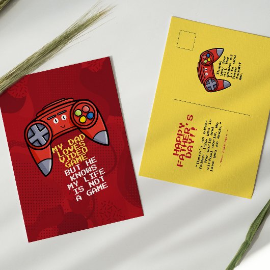 Carte Postale Funny Red Joystick Fête des pères