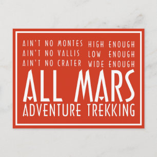 Carte Postale Funny Red White All Mars Trekking Adventure