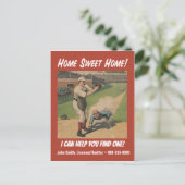 Carte Postale Funny Retro Baseball Realtor Marketing (Debout devant)