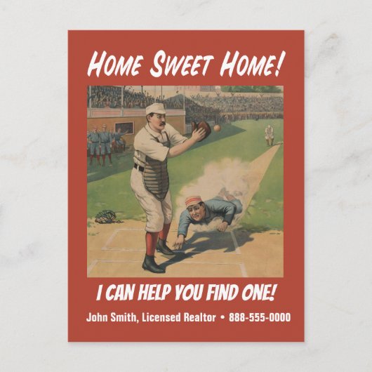 Carte Postale Funny Retro Baseball Realtor Marketing (Devant)