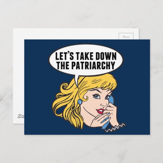 Carte Postale Funny Retro féministe Pop Art Anti Patriarchie (Devant / Derrière)
