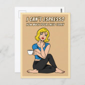 Carte Postale Funny Retro Style Coffee Yoga Humor Pop Art (Devant / Derrière)