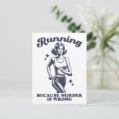 Carte Postale Funny Running Because Murder Is Wrong Retro (Debout devant)