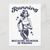 Carte Postale Funny Running Because Murder Is Wrong Retro (Devant)