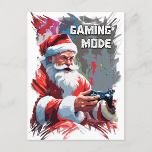 Carte Postale Funny Santa Claus Jouer à des jeux vidéo sur XMAS