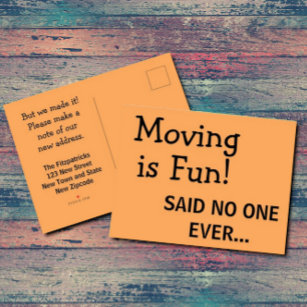 Carte Postale Funny Sassy Sarcasm Orange Moving Announcement