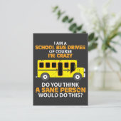 Carte Postale Funny School Bus - Crazy Busch Driver Voiture amus (Debout devant)