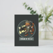 Carte Postale Funny Sci-fi Marine Orange Chat Méfiez-Vous Du Cha (Debout devant)