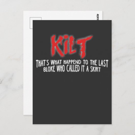 Carte Postale Funny Scottish Kilt T Shirt for Kilt Wearers (Devant / Derrière)