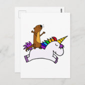 Carte Postale Funny Sea Otter équitation Volant Unicorn (Devant / Derrière)