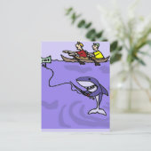 Carte Postale Funny Shark Fishing avec de l'argent (Debout devant)