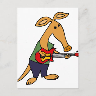 Carte Postale Funny Silly Aardvark Jouer Guitare Électrique