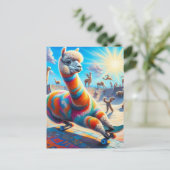 Carte Postale Funny Skateboard Alpaca (Debout devant)