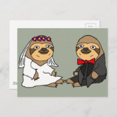 Carte Postale Funny Sloth Mariée et Mariage de chambre (Devant / Derrière)