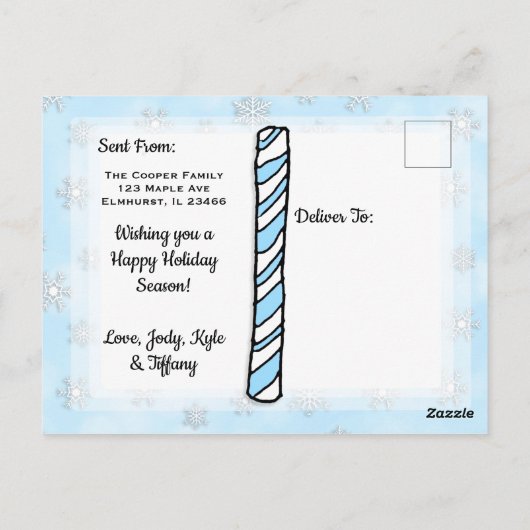 Carte Postale Funny Snowman lance Snowball Noël (Dos)