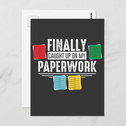 Carte Postale Funny Social Worker Papework Office Retraite Jo (Devant / Derrière)