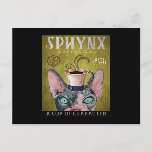 Carte Postale Funny Sphynx Cat Coffee (Devant)