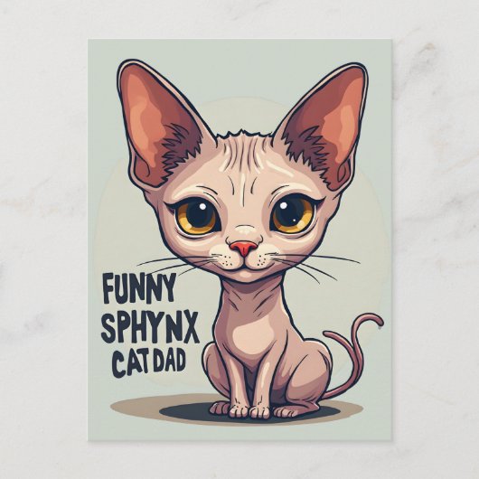 Carte Postale Funny Sphynx Cat Dad Cartoon Art (Devant)