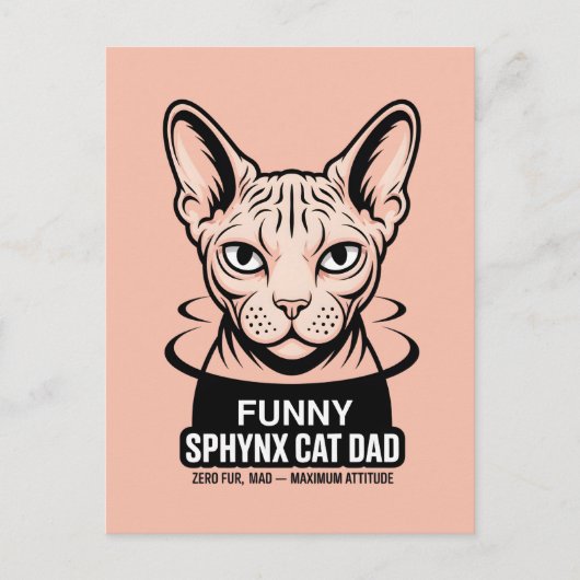 Carte Postale Funny Sphynx Cat Dad Vector Art (Devant)