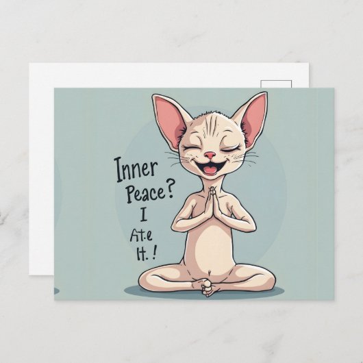 Carte Postale Funny Sphynx Cat Inner Peace Art (Devant / Derrière)