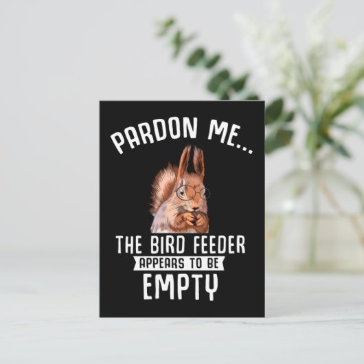 Carte Postale Funny Squirrel Empty Bird Feeder Squirrels (Debout devant)