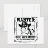 Carte Postale Funny Squirrel Wanted Poster | Bird Seed Bandit Co (Devant / Derrière)