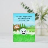 Carte Postale Funny St. Patrick’s Day Golf with Golf Ball Beer  (Debout devant)