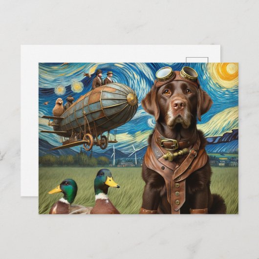Carte Postale Funny Steampunk Chocolate Lab (Devant / Derrière)
