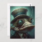 Carte Postale Funny Steampunk Poisson en costume (Devant / Derrière)