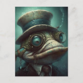 Carte Postale Funny Steampunk Poisson en costume (Devant)