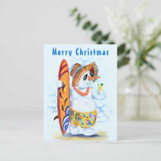 Carte Postale Funny Summer Snowman Surfer (Debout devant)